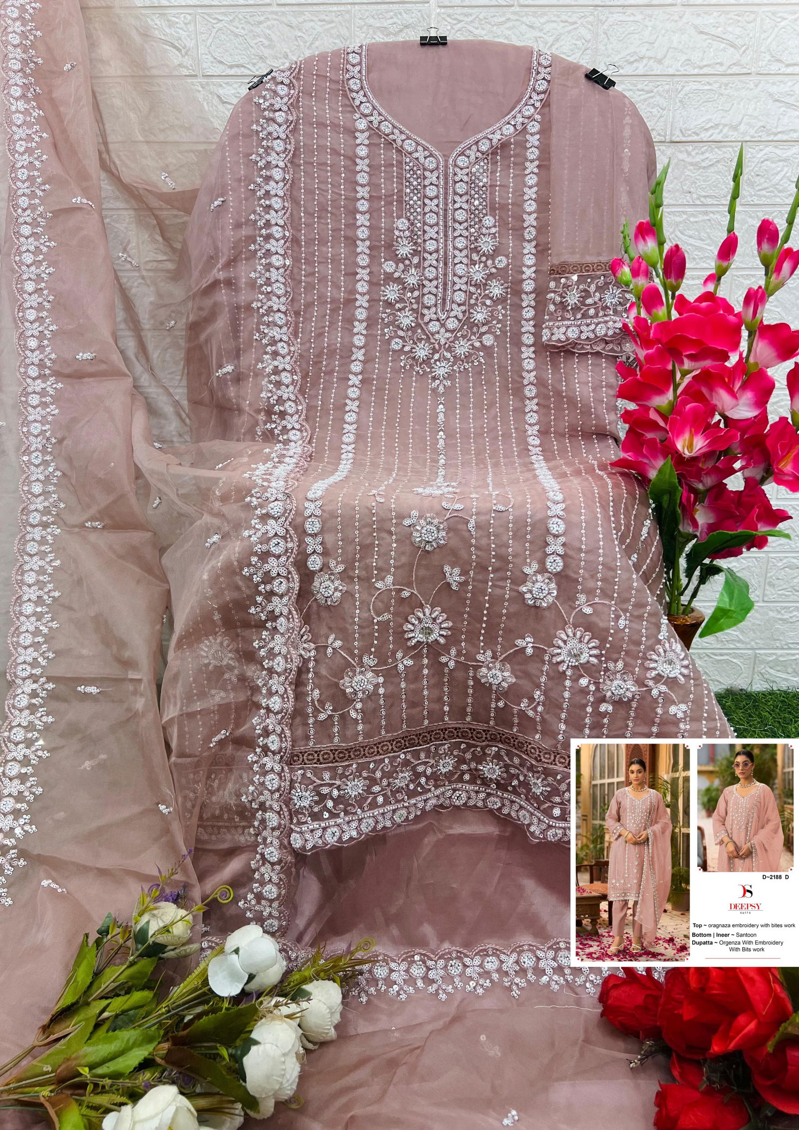 D 2188 A To D By Deepsy Organza Pakistani Suits Exporters In India
